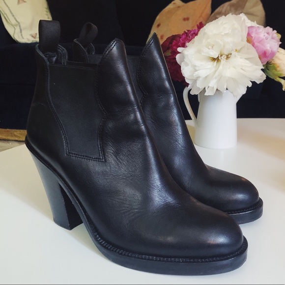 Acne Star Black Booties Leather Ankle Boot sz 40 - Picture 5 of 9
